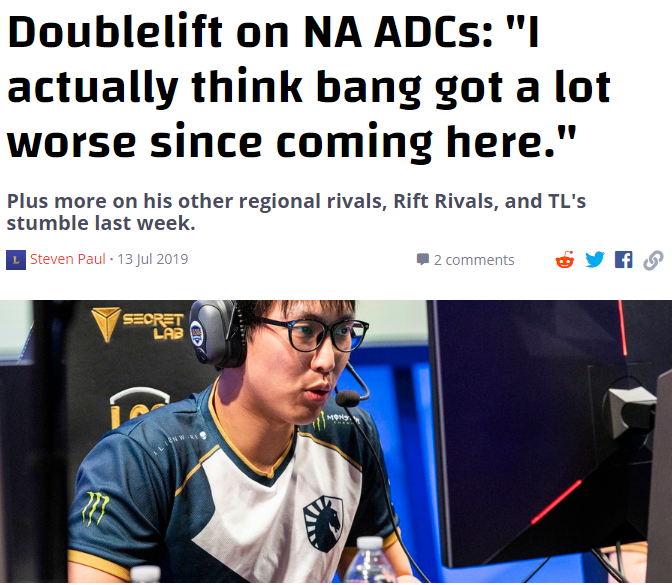 直言不讳大师兄：《LOL》韩援Bang来北美后变菜了