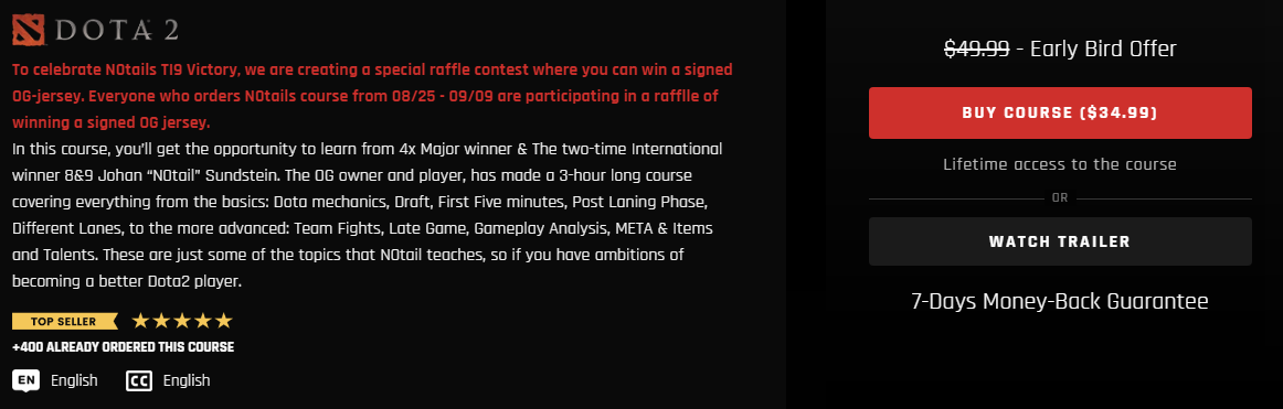 TI双冠王教你打DOTA 大爹Notail网上卖课喊价50美刀