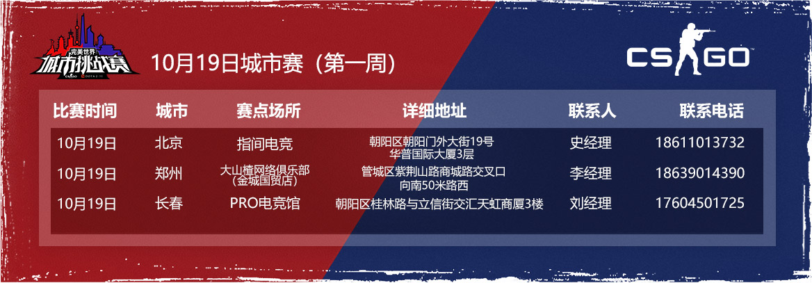 城市挑战赛（秋季）CS:GO本周六首周北京、郑州、长春开战