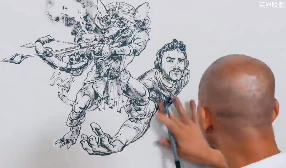 《英雄联盟》神仙画画！ 十周年特别壁画延时摄影