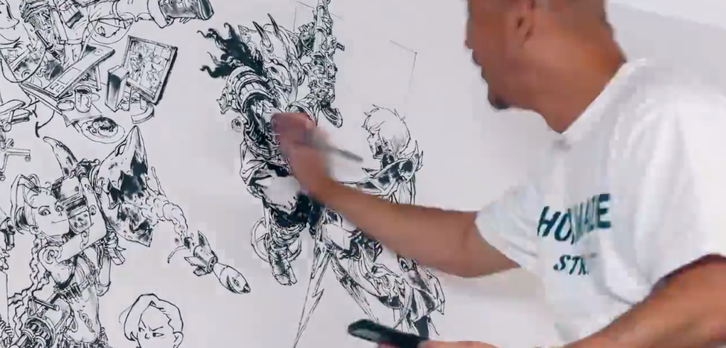 《英雄联盟》神仙画画！ 十周年特别壁画延时摄影