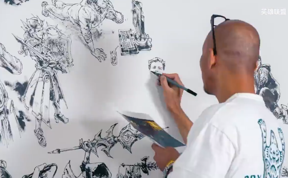 《英雄联盟》神仙画画！ 十周年特别壁画延时摄影