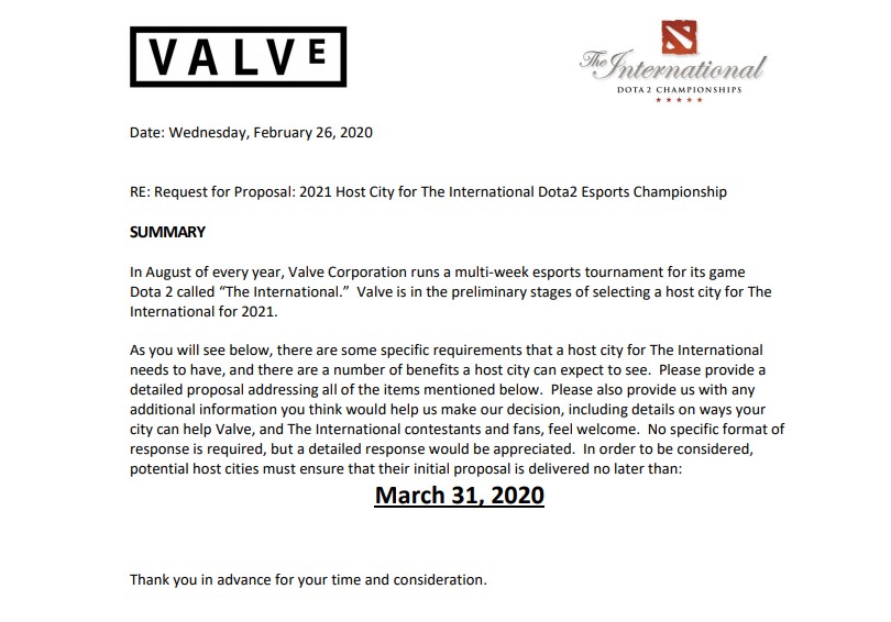 V社公开招标《DOTA2》Ti11比赛城市 模式与奥运类似