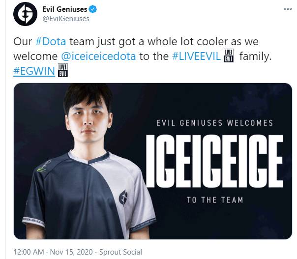 没想到吧！《DOTA2》东南亚选手三冰现已加入EG战队