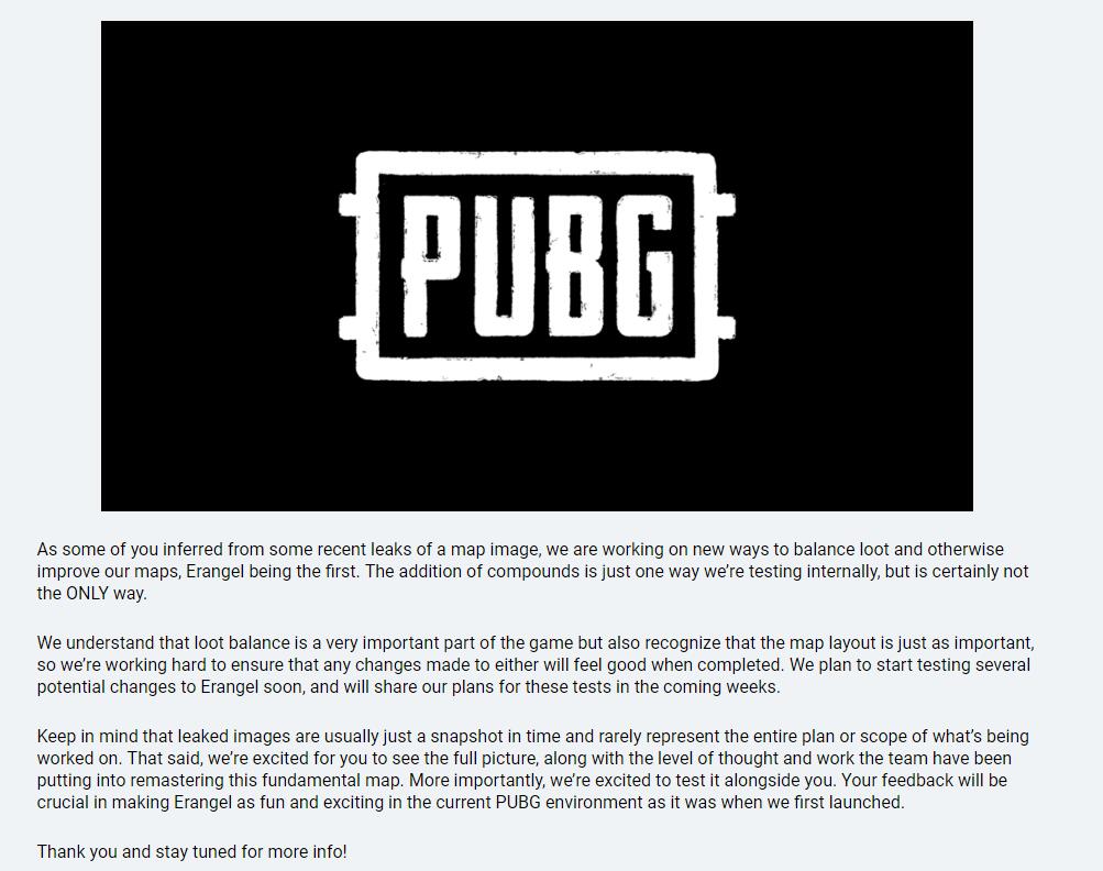 新地点、平衡刷新 《绝地求生》公开经典地图重制计划 