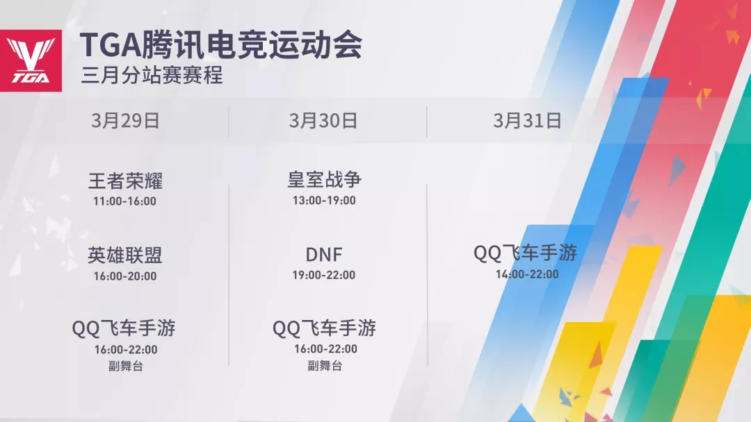 新起点！2019年TGA腾讯电竞运动会三月分站赛赛程公布