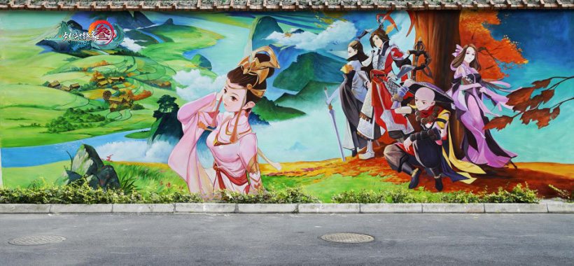 美国洛杉矶惊现中国风涂鸦 《剑网3》有爱玩家国外聚会