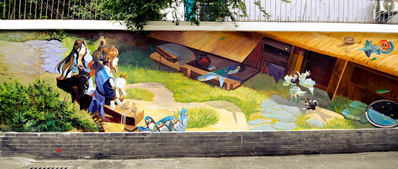 美国洛杉矶惊现中国风涂鸦 《剑网3》有爱玩家国外聚会