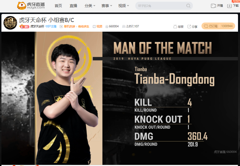 虎牙天命杯第三日：小组赛之王Tianba豪取75分拿下第一，AMY单日两鸡捍卫C组荣誉