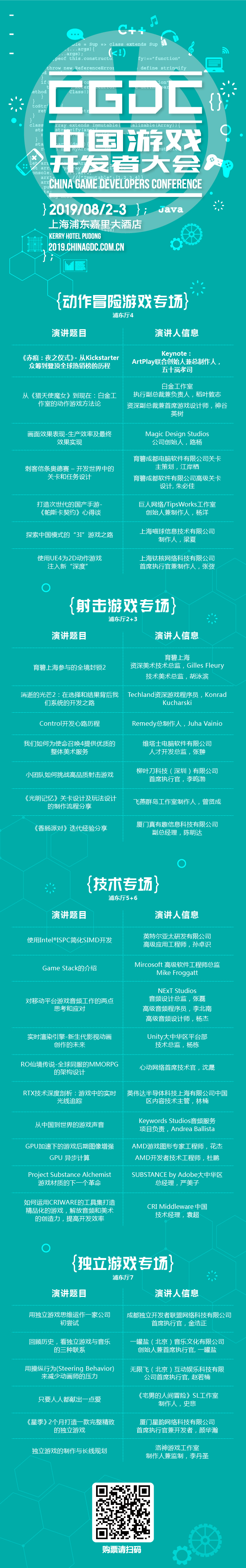 2019中国游戏开发者大会8月3日嘉宾预览