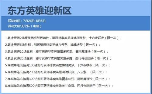 《300英雄》电信新区：天之杯即将开启!新区全活动预览