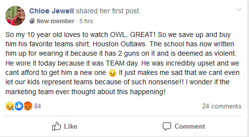 涉及暴力元素 美国学校禁止穿《守望先锋》某战队队服