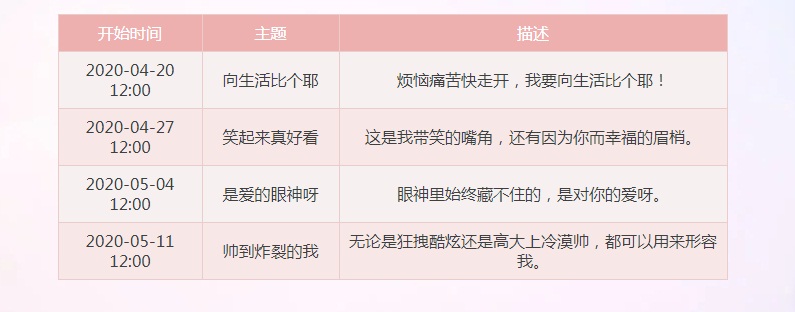 帅到炸裂!“春心萌动”大赛主题活动四报名开启