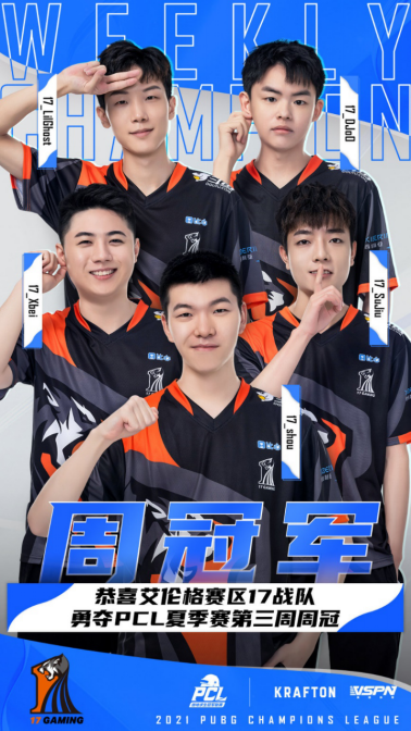 2021 PCL夏季赛常规赛第三周落幕，17战队王者归来摘得周冠
