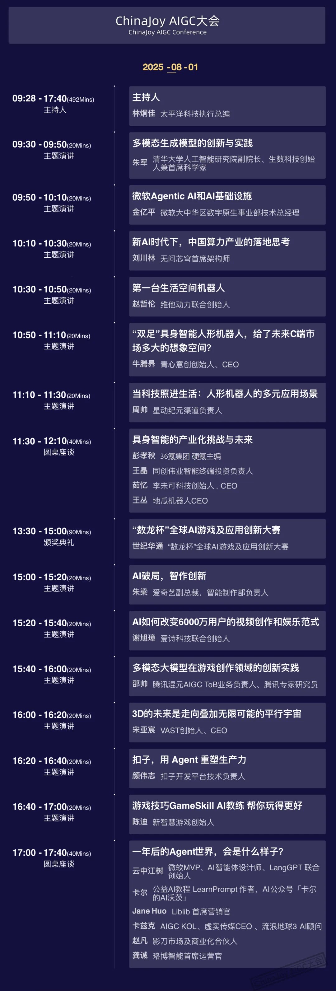 2025 ChinaJoy AIGC大会全嘉宾议程发布