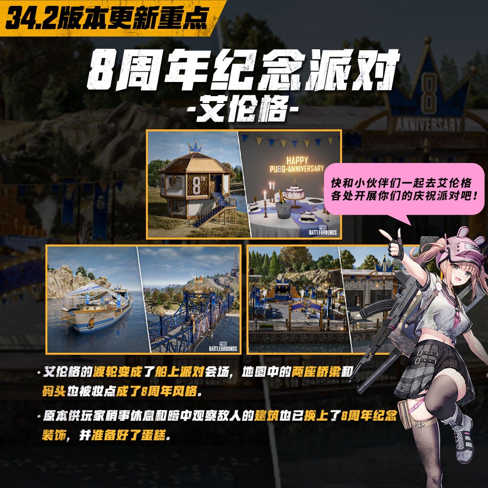 8载同行, 吃鸡有你 PUBG34.2版本更新 八周年庆典开启