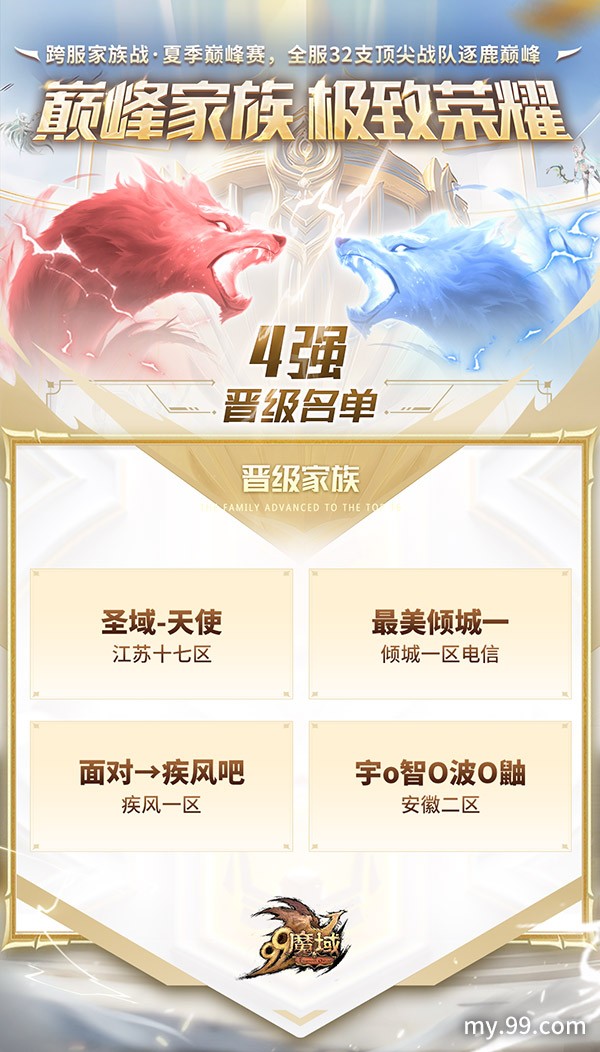 魔域跨服家族战四强荣耀诞生 6.20直播应援赢8888点魔石