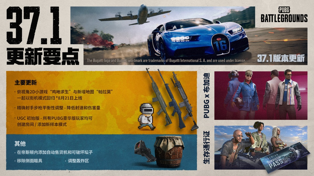 PUBGx布加迪联名上线 夏夜无眠乐不停 