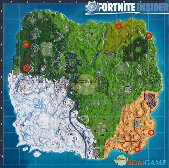 《堡垒之夜》第七赛季第四周发射烟花位置地图