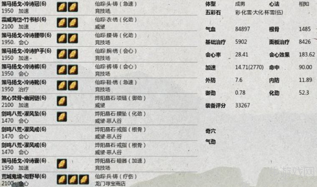 《剑网3》世外蓬莱PVP奶歌配装推荐