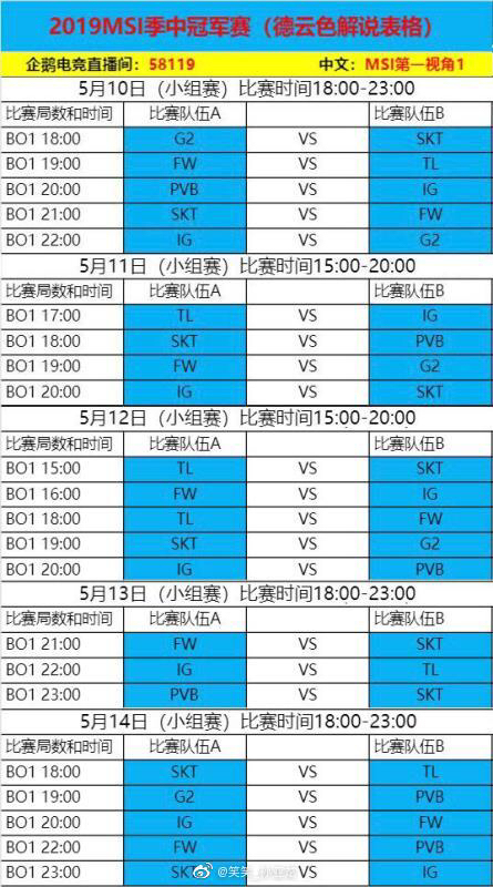 《LOL》2019MSI德云色解说场次指南