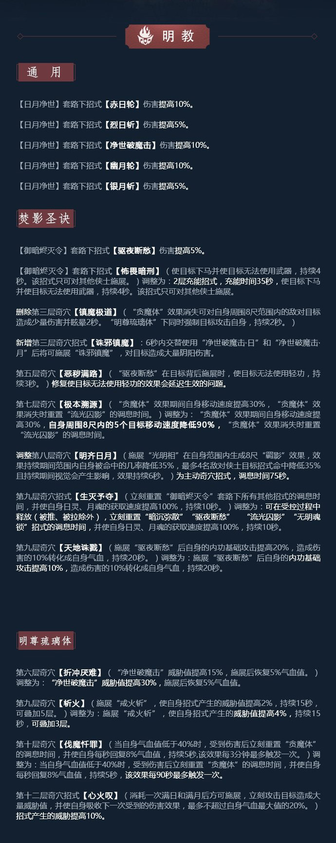 《剑网3》凌雪藏锋10月25日全门派技改汇总