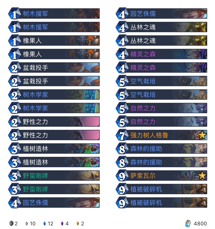 《炉石传说》巨龙降临传说萨索瓦尔树人德卡组介绍