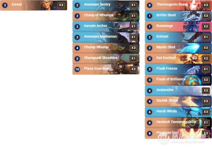 《LOR》冰EZ卡组搭配