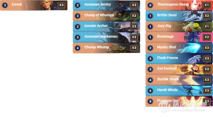 《LOR》冰EZ卡组搭配