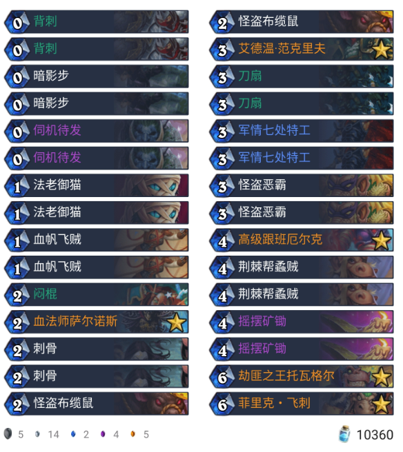 《炉石传说》新版泽尔暗影斗篷盗贼卡组构筑