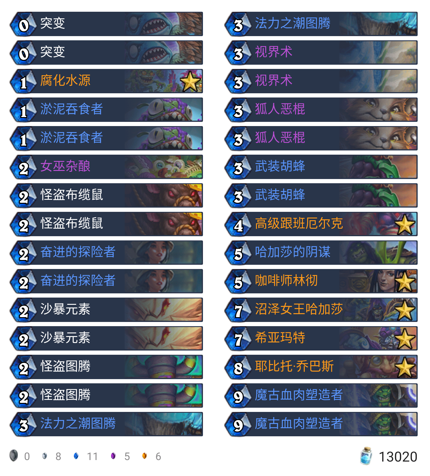 《炉石传说》新版泽尔暗影斗篷萨满卡组构筑