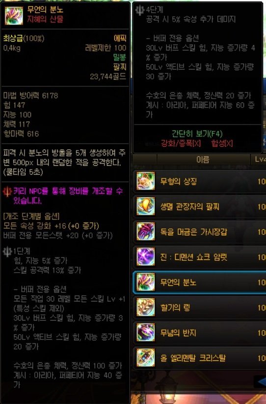 DNF无言的愤怒属性