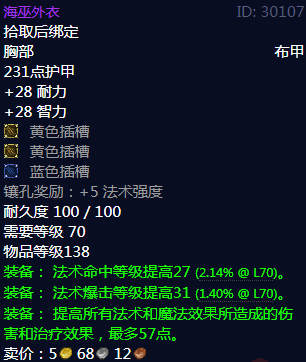 《魔兽世界》海巫外衣属性