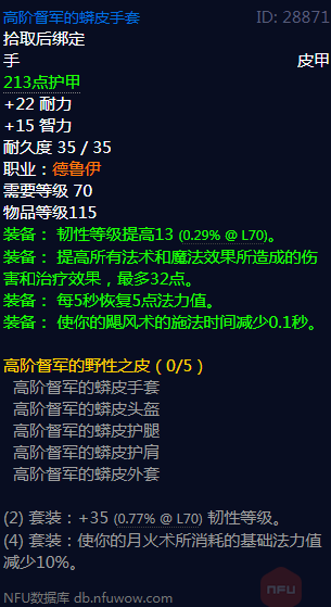 《魔兽世界》 高阶督军的野性之皮属性介绍