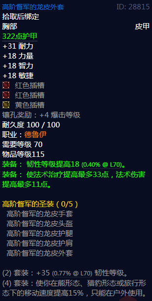 《魔兽世界》高阶督军的圣装属性介绍