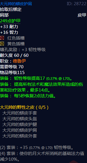 《魔兽世界》大元帅的野性之皮属性介绍