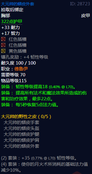 《魔兽世界》大元帅的野性之皮属性介绍