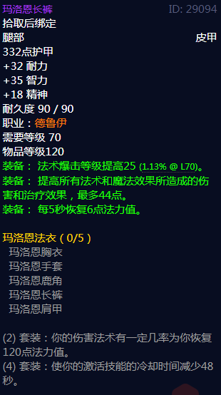 《魔兽世界》玛洛恩法衣属性介绍