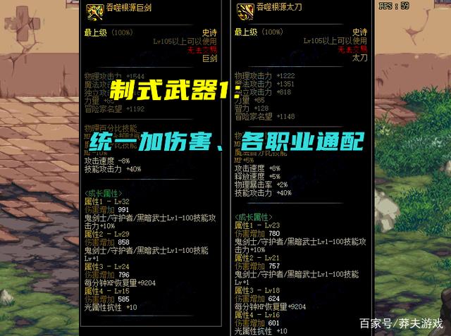 DNF110级版本装备属性一览