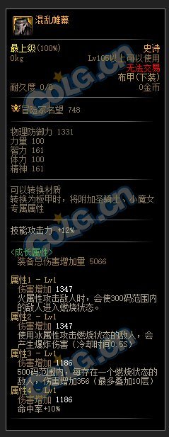 DNF110级光强套装属性介绍