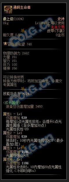 DNF110级光强套装属性介绍