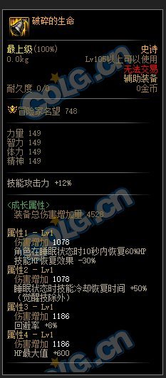 DNF110级睡眠套装属性介绍