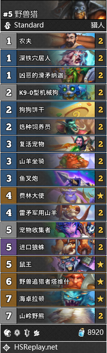 《炉石传说》探寻沉没之城野兽猎卡组搭配推荐
