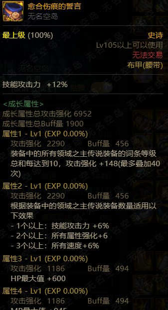 DNF愈合伤痕的誓言属性介绍