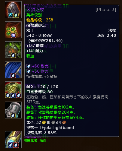 魔兽世界wlkP3熊德BIS装备宝石附魔推荐