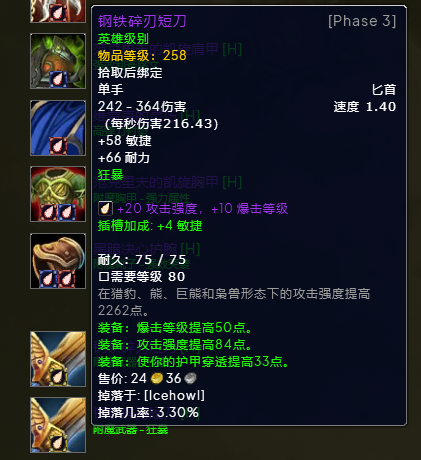 魔兽世界wlkP3奇袭贼BIS装备宝石附魔推荐