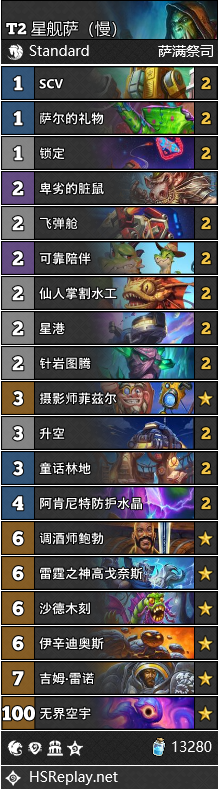 炉石传说星际英雄传慢速星舰萨卡组代码分享