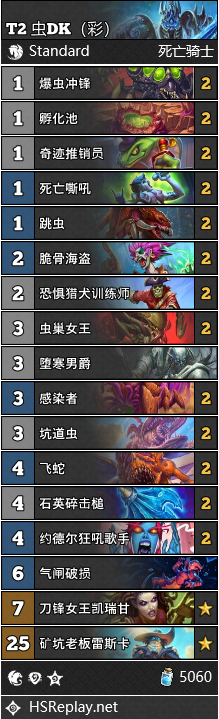 炉石传说星际英雄传彩虫DK卡组代码分享