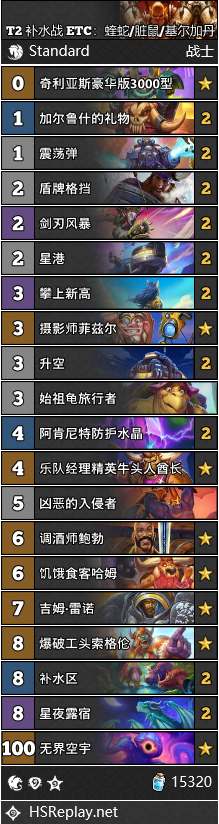 炉石传说星际英雄传补水战卡组代码分享