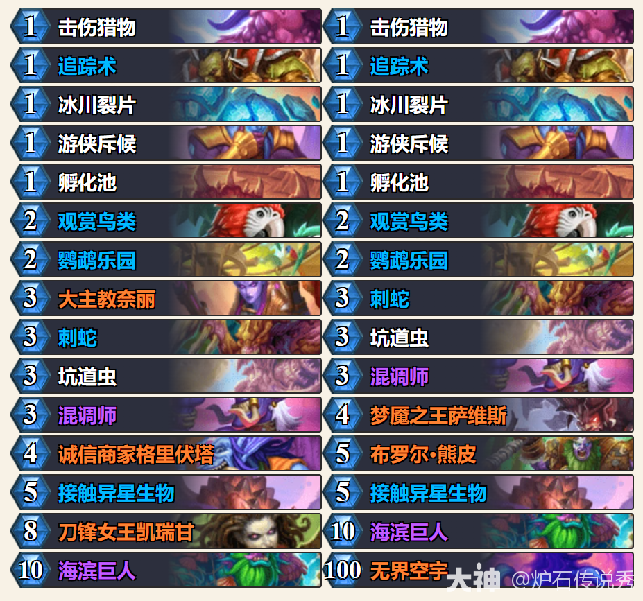 炉石传说漫游翡翠梦境虫发猎卡组代码推荐